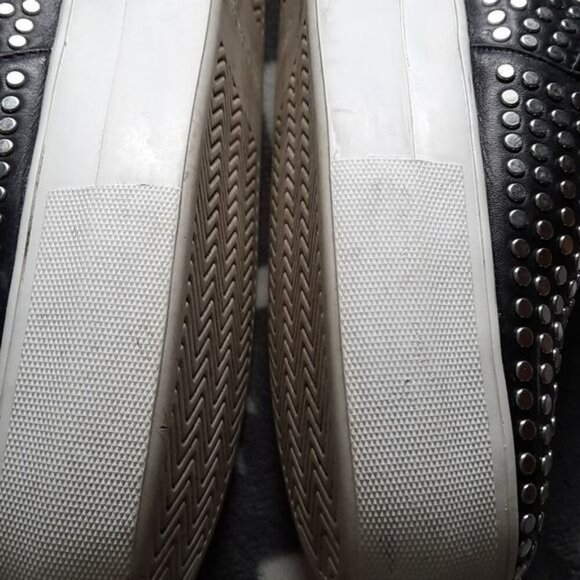 Vince Camuto Kindra Silver Studded Black Leather Slip On Loafers Size 7 - Picture 4 of 11